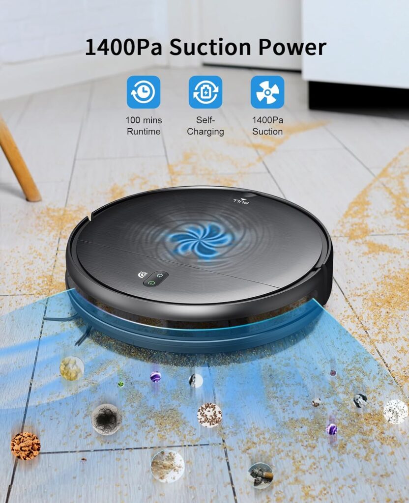 MAMNV Robot Vacuum and Mop Combo, WiFi/App, Robotic Vacuum Cleaner with Schedule, 2 in 1 Mopping Robot Vacuum with Watertank and Dustbin, Self-Charging, Slim, Ideal for Hard Floor, Pet Hair, Carpet